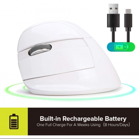 DELUX Bluetooth Vertical Ergonomik Sol El Mouse (Beyaz)
