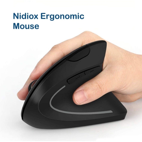 Nidiox Bluetooth Vertical Ergonomik Mouse (Siyah)