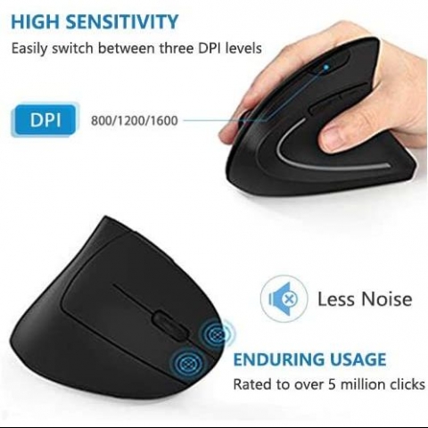 Acedada Bluetooth Vertical Ergonomik Mouse (Siyah)
