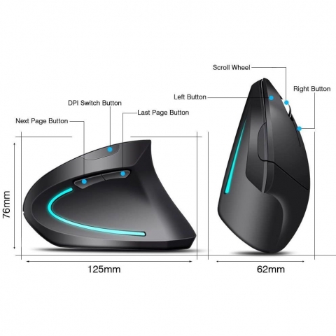 AIRENA Kablolu Vertical Ergonomik Mouse (Siyah)