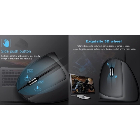 AIRENA Kablolu Vertical Ergonomik Mouse (Siyah)