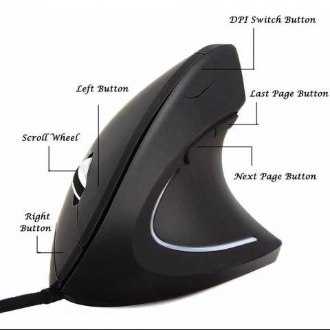 TopRen Kablolu Vertical Ergonomik Mouse (Siyah)