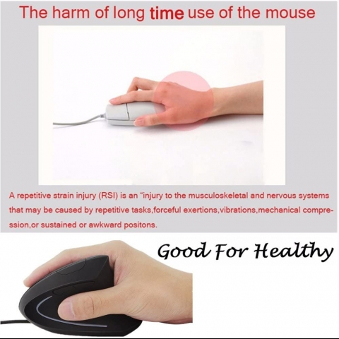 TopRen Kablolu Vertical Ergonomik Mouse (Siyah)