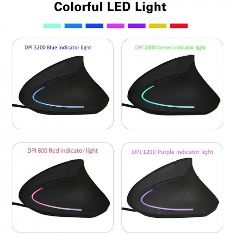 TopRen Kablolu Vertical Ergonomik Mouse (Siyah)