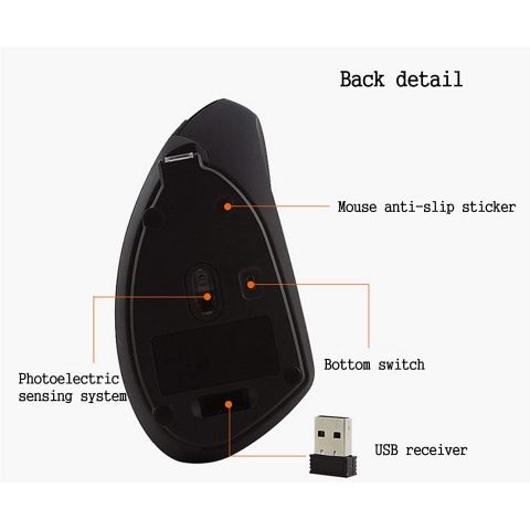 HUILINMEI Bluetooth Dikey Ergonomik Mouse (Siyah)
