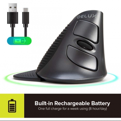 DELUX Classic Ergonomic Vertical Mouse (1600DPI)(Siyah)