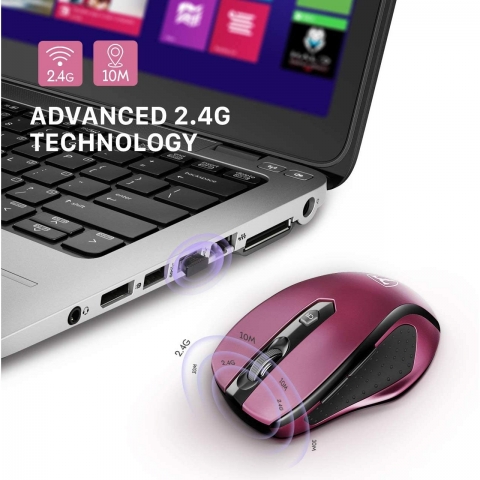 VicTsing 2.4G Egonomik Wireless Mouse (2400DPI)(Mor)