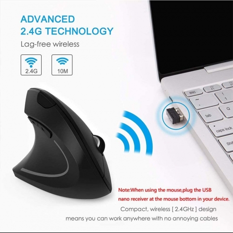 Funwaretech Ergonomik Dikey Wireless Mouse (Sol El)