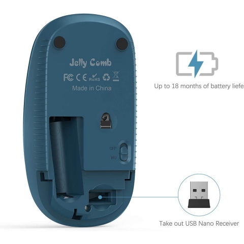 Jelly Comb 2.4GHz Wireless Bluetooth Mouse (Lacivert)