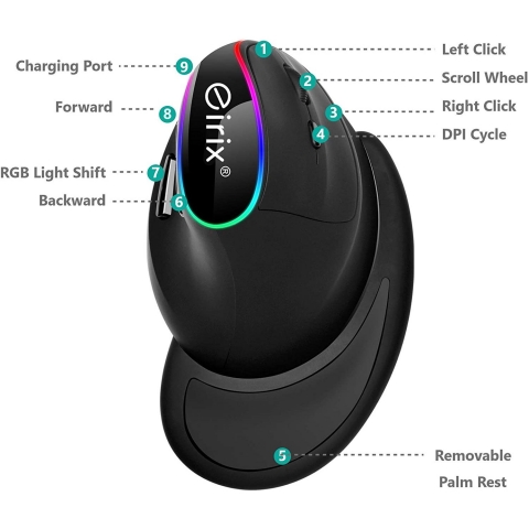 eirix USB Dikey Ergonomik Mouse (Siyah)