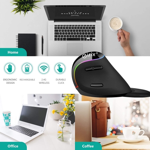 eirix USB Dikey Ergonomik Mouse (Siyah)