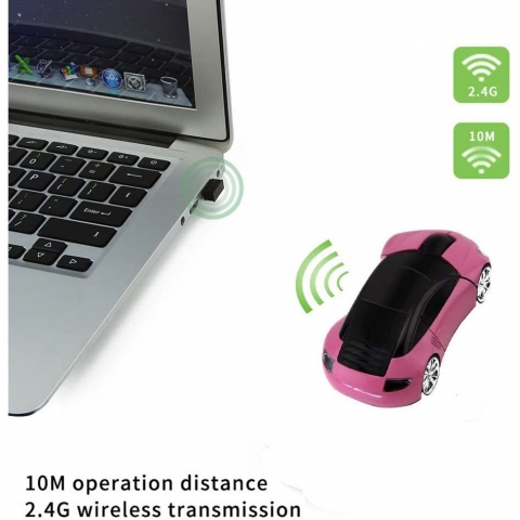 CHUYI Wireless Optik Araba Mouse (Pembe)