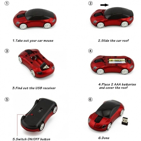 CHUYI Wireless Optik Araba Mouse (Pembe)