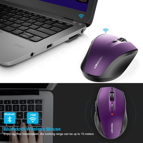 TECKNET Wireless Ergonomik Mouse (3000 DPI)(Mor)