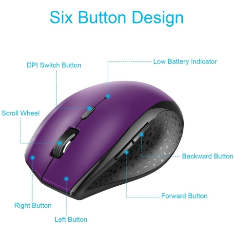 TECKNET Wireless Ergonomik Mouse (3000 DPI)(Mor)