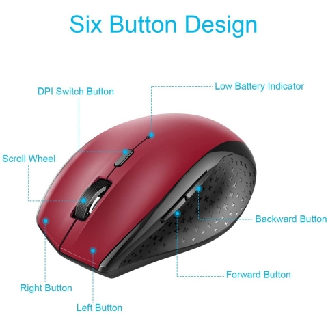 TECKNET Wireless Ergonomik Mouse (3000 DPI)(Krmz)