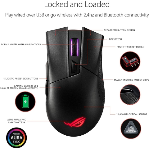 ASUS ROG Gladius II Wireless Optical Gaming Mouse
