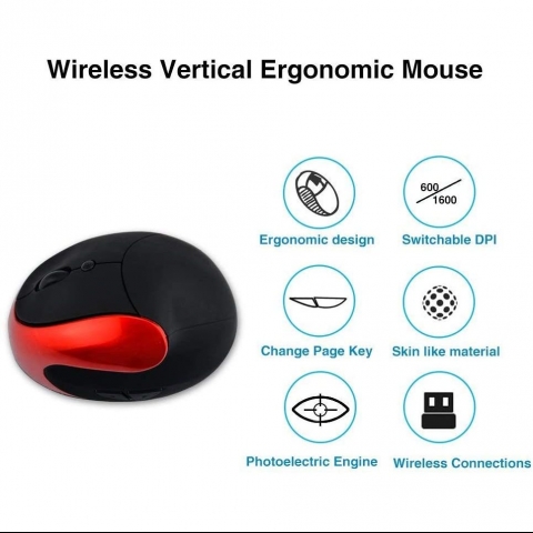 Viwind Wireless Dikey Ergonomik Mouse (Krmz)
