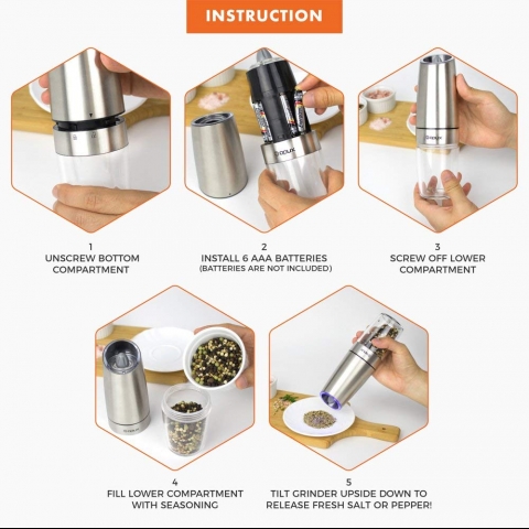 OPUX Elektrikli Tuz ve Karabiber De�irmeni