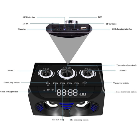 VAENSONG Portable Bluetooth Speakers with Party Lights 20W Loud W