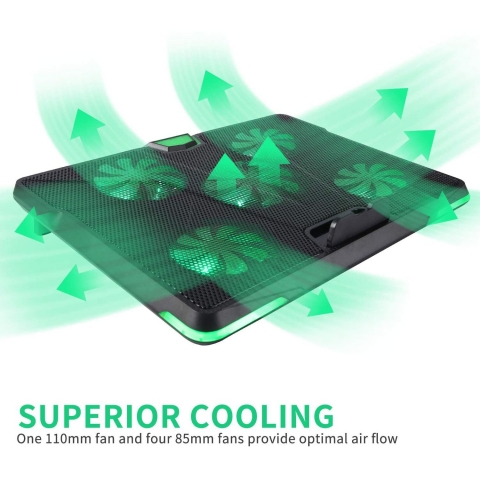 Coolertek Laptop Soutma Stand (5 Fan)(Yeil)(12/17.3 in)