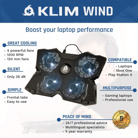 KLIM Wind Laptop Soutma Stand (11 in/19 in)(4 Fanl)(Beyaz)