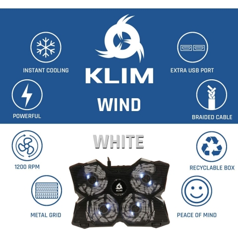 KLIM Wind Laptop Soutma Stand (11 in/19 in)(4 Fanl)(Beyaz)