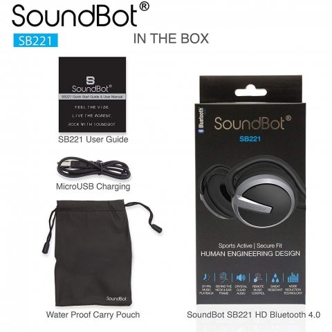 SoundBot Bluetooth Kablosuz Ense Tipi Kulak st Kulaklk (Siyah)