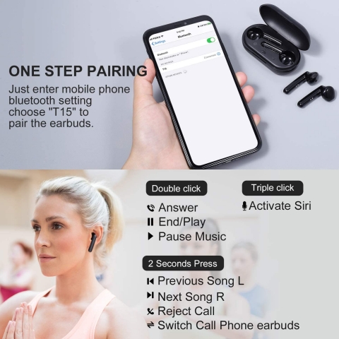 Hadisala Bluetooth Kablosuz Kulak i Kulaklk (Siyah)