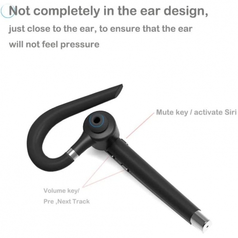 Aksense Bluetooth Tek Kulak Kancal Kulaklk (Siyah)