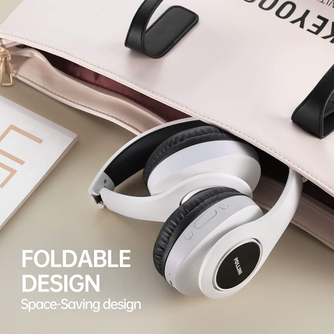 pollini Bluetooth Kablosuz Kulak st Kulaklk (Beyaz-Siyah)