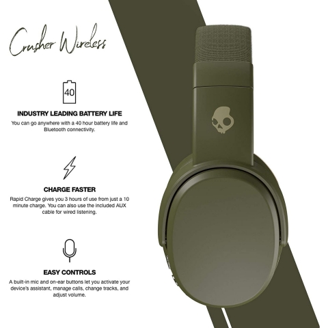 Skullcandy Bluetooth Kablosuz Kulak st Kulaklk (Yeil)