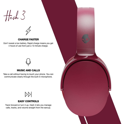 Skullcandy Hesh 3 Bluetooth Kulak st Kulaklk (Bordo)