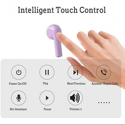 Olyre Wireless Bluetooth 5.1 Kablosuz Kulak i Kulaklk (Mor)