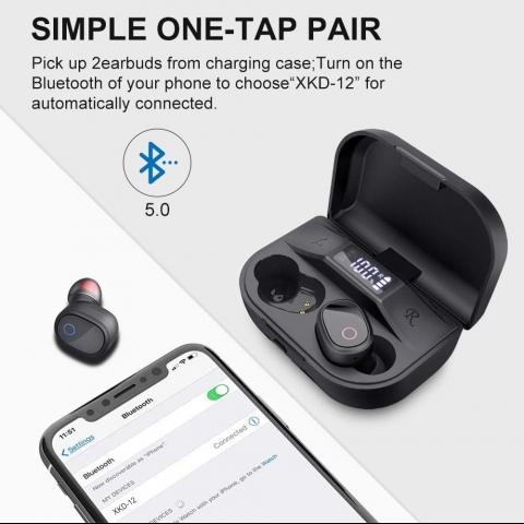XKDUN Bluetooth Kablosuz Kulak i Kulaklk (Siyah)