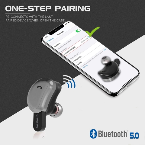 AMORNO Bluetooth Kablosuz Kulak i Kulaklk (Siyah)