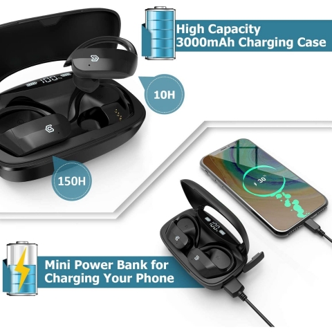 AXUAN Bluetooth 5.0 Kancal Kulak i Kulaklk (Siyah)