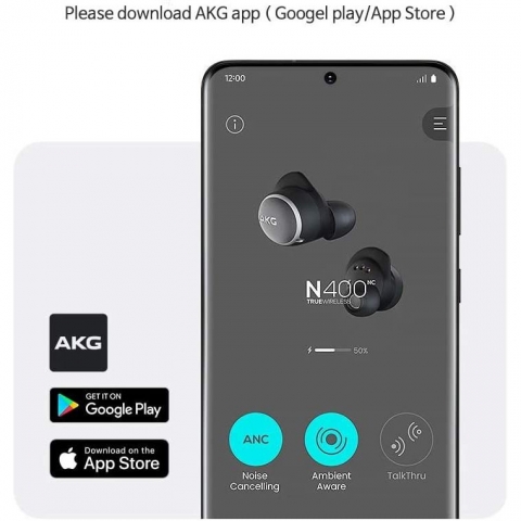 AKG N400 Bluetooth Kablosuz Kulak i Kulaklk (Siyah)