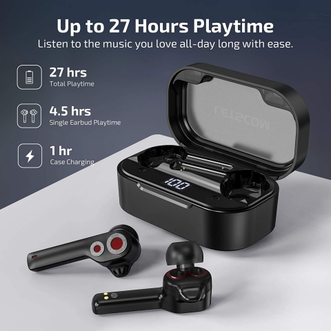 LETSCOM Bluetooth Kablosuz Kulak ��i Kulakl�k (Siyah)