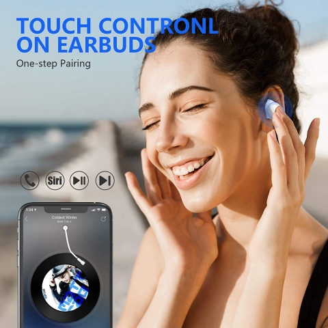 AMORNO Bluetooth Kablosuz Kulak i Kulaklk (Beyaz)