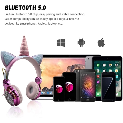 Anliato ocuklar in Bluetooth 5.0 Kulak st Kulaklk (Pembe)