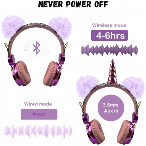 Anliato ocuklar in Bluetooth 5.0 Kulak st Kulaklk (Pembe)