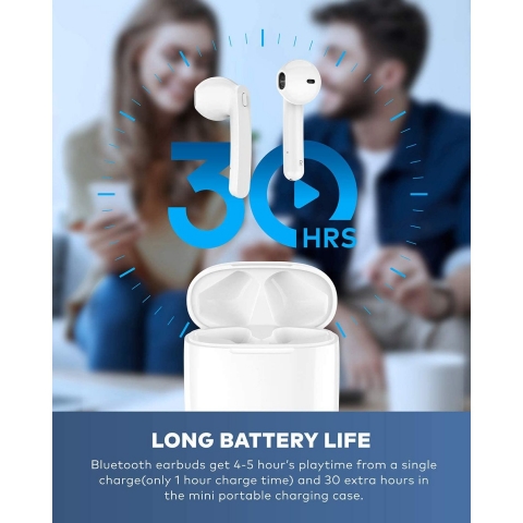 Lasuney IPX7 Bluetooth Kablosuz Kulak i Kulaklk (Beyaz)