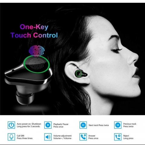 CUFOK Bluetooth Kablosuz Kulak i Kulaklk (Siyah)