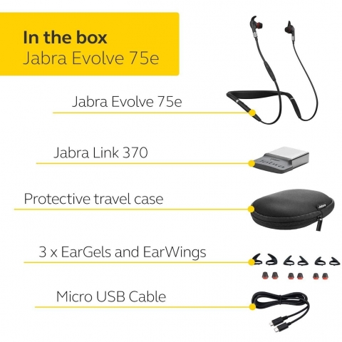 Jabra Bluetooth Ense Tipi Kulaklk (Siyah)