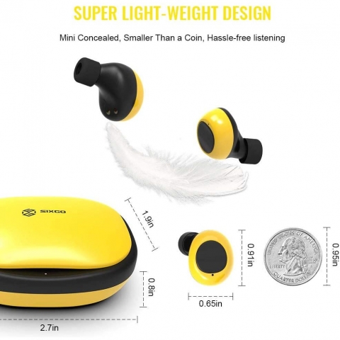 SIXGO Bluetooth Kablosuz Kulak i Kulaklk (Siyah-Sar)