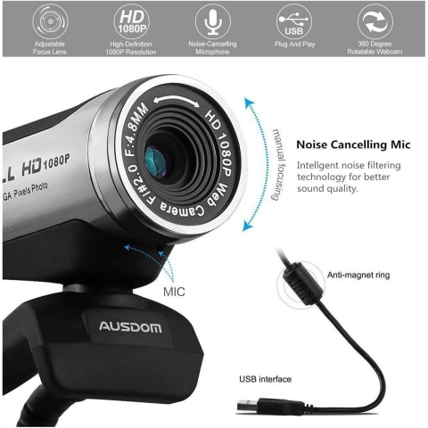 AUSDOM USB HD 1080P  Webcam