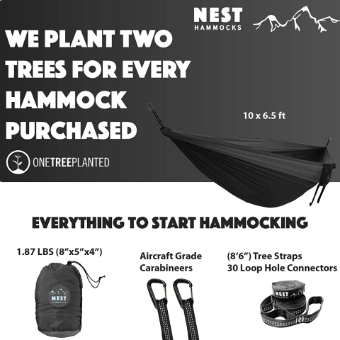 Nest Hammocks ift Kiilik Kamp Hama (Siyah-Gri)