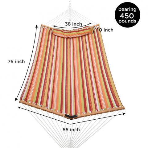 PATIOGUARDER �ift Ki�ilik B�y�k Boy Kapitone Hamak (Turuncu)