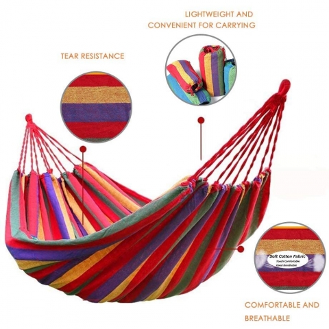BODFY �ift Ki�ilik Pamuklu Hamak (Renkli)